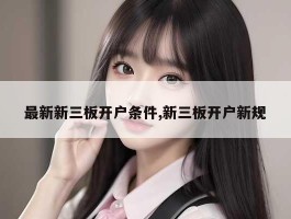 最新新三板开户条件,新三板开户新规