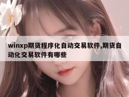 winxp期货程序化自动交易软件,期货自动化交易软件有哪些