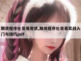 期货程序化交易现状,期货程序化交易实战入门与技巧pdf