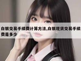 白银交易手续费计算方法,白银现货交易手续费是多少